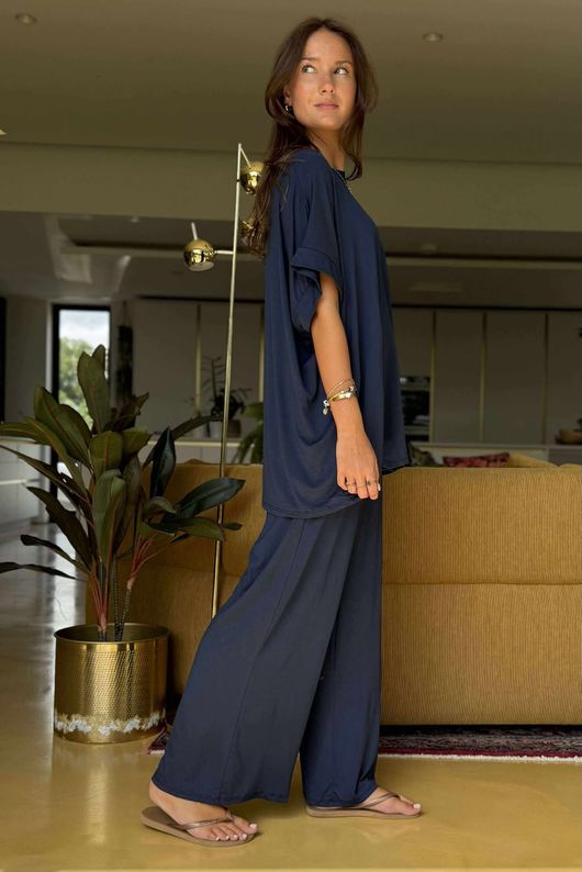 Made in Italy Essential Cap Sleeve Tee Navy 